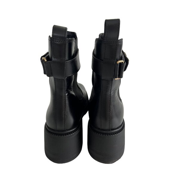 Steve Madden Black Leather Gates Ankle Boots Size 10 - Picture 4 of 8